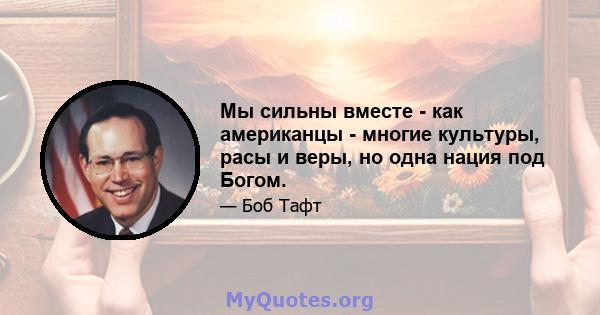 Мы сильны вместе - как американцы - многие культуры, расы и веры, но одна нация под Богом.