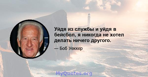 Уйдя из службы и уйдя в бейсбол, я никогда не хотел делать ничего другого.