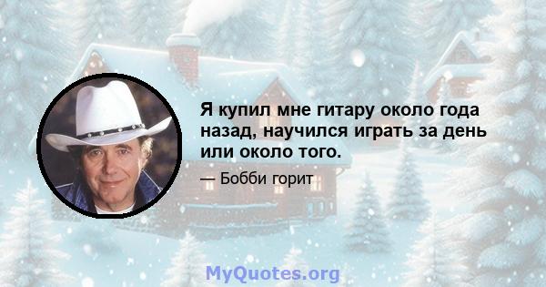 Я купил мне гитару около года назад, научился играть за день или около того.