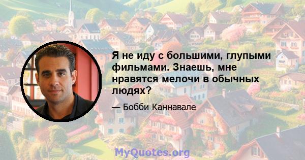 Я не иду с большими, глупыми фильмами. Знаешь, мне нравятся мелочи в обычных людях?