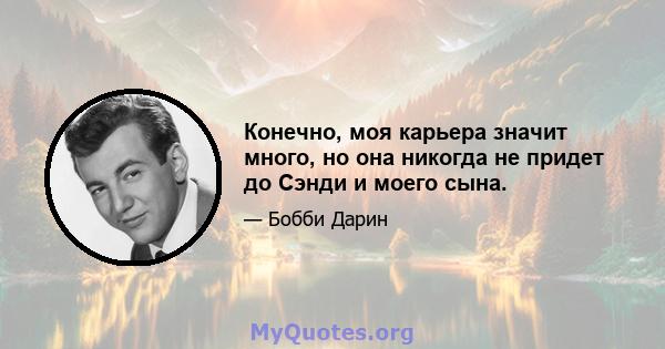 Конечно, моя карьера значит много, но она никогда не придет до Сэнди и моего сына.