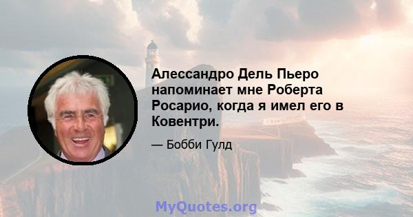 Алессандро Дель Пьеро напоминает мне Роберта Росарио, когда я имел его в Ковентри.