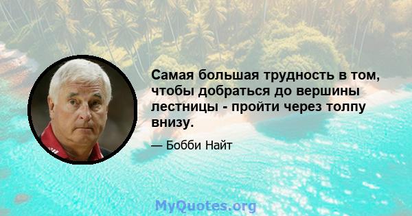 Самая большая трудность в том, чтобы добраться до вершины лестницы - пройти через толпу внизу.