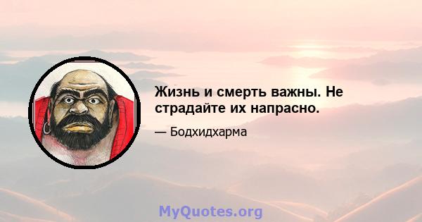 Жизнь и смерть важны. Не страдайте их напрасно.