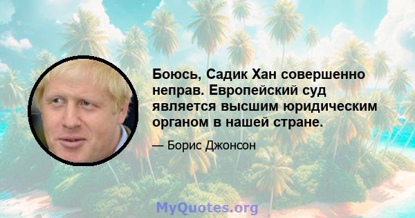 Боюсь, Садик Хан совершенно неправ. Европейский суд является высшим юридическим органом в нашей стране.