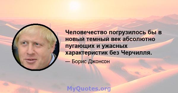 Человечество погрузилось бы в новый темный век абсолютно пугающих и ужасных характеристик без Черчилля.