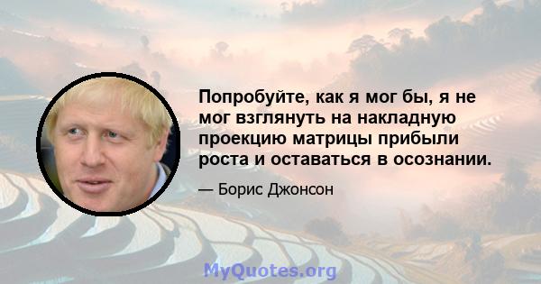 Попробуйте, как я мог бы, я не мог взглянуть на накладную проекцию матрицы прибыли роста и оставаться в осознании.