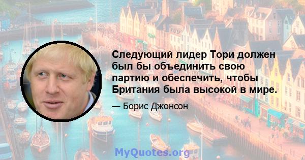 Следующий лидер Тори должен был бы объединить свою партию и обеспечить, чтобы Британия была высокой в ​​мире.