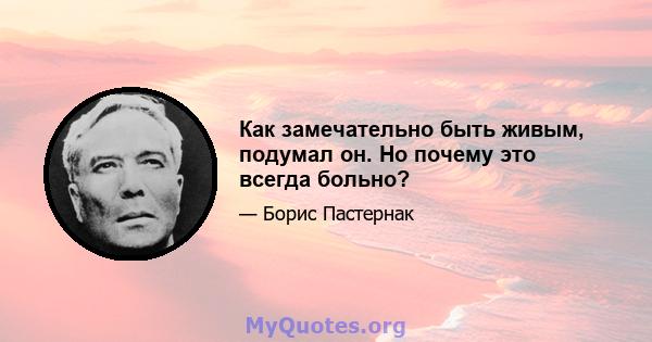 Как замечательно быть живым, подумал он. Но почему это всегда больно?