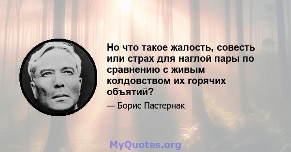 Но что такое жалость, совесть или страх для наглой пары по сравнению с живым колдовством их горячих объятий?