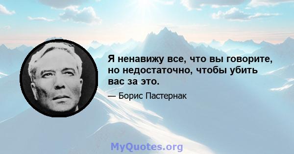 Я ненавижу все, что вы говорите, но недостаточно, чтобы убить вас за это.