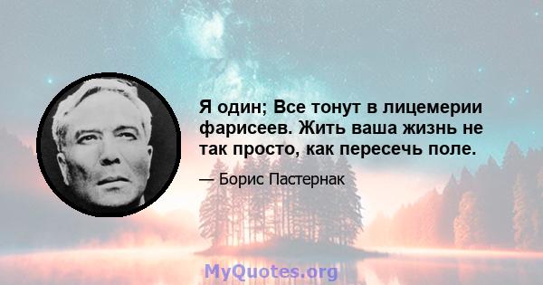 Я один; Все тонут в лицемерии фарисеев. Жить ваша жизнь не так просто, как пересечь поле.