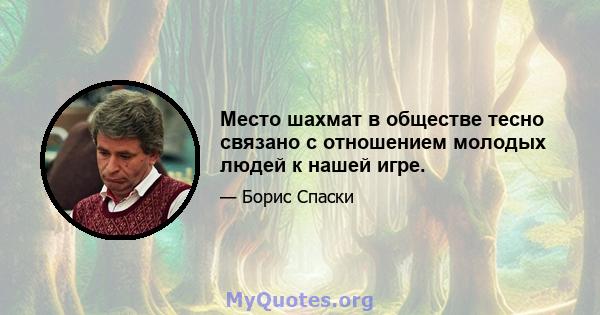 Место шахмат в обществе тесно связано с отношением молодых людей к нашей игре.