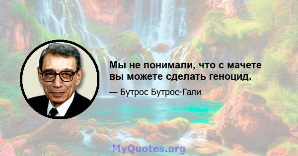 Мы не понимали, что с мачете вы можете сделать геноцид.