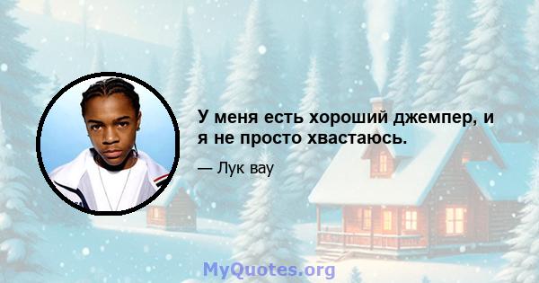 У меня есть хороший джемпер, и я не просто хвастаюсь.