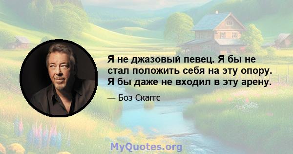 Я не джазовый певец. Я бы не стал положить себя на эту опору. Я бы даже не входил в эту арену.