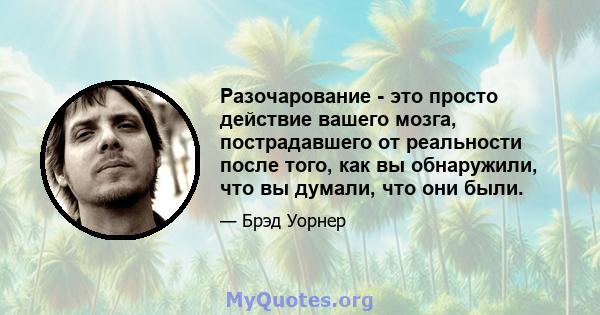 Разочарование - это просто действие вашего мозга, пострадавшего от реальности после того, как вы обнаружили, что вы думали, что они были.