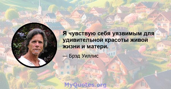 Я чувствую себя уязвимым для удивительной красоты живой жизни и матери.