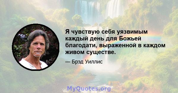 Я чувствую себя уязвимым каждый день для Божьей благодати, выраженной в каждом живом существе.