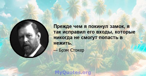 Прежде чем я покинул замок, я так исправил его входы, которые никогда не смогут попасть в нежить.