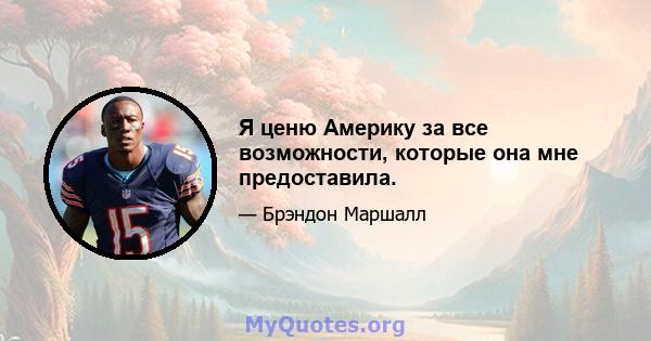 Я ценю Америку за все возможности, которые она мне предоставила.