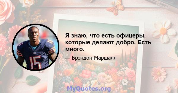 Я знаю, что есть офицеры, которые делают добро. Есть много.