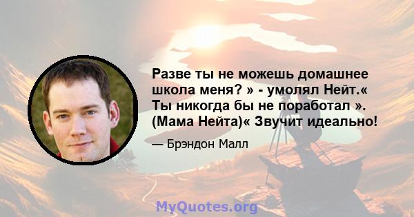 Разве ты не можешь домашнее школа меня? » - умолял Нейт.« Ты никогда бы не поработал ». (Мама Нейта)« Звучит идеально!