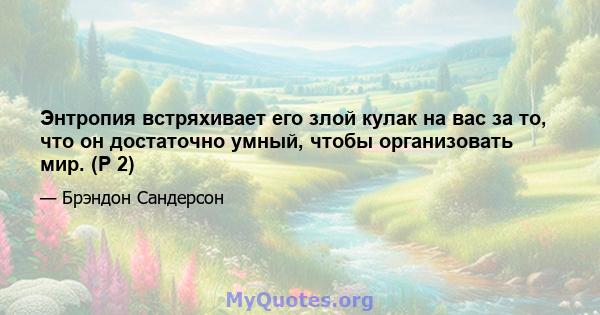 Энтропия встряхивает его злой кулак на вас за то, что он достаточно умный, чтобы организовать мир. (P 2)