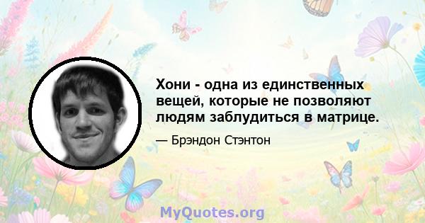 Хони - одна из единственных вещей, которые не позволяют людям заблудиться в матрице.