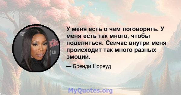 У меня есть о чем поговорить. У меня есть так много, чтобы поделиться. Сейчас внутри меня происходит так много разных эмоций.