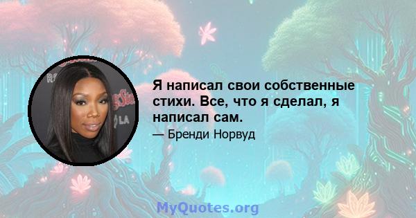 Я написал свои собственные стихи. Все, что я сделал, я написал сам.