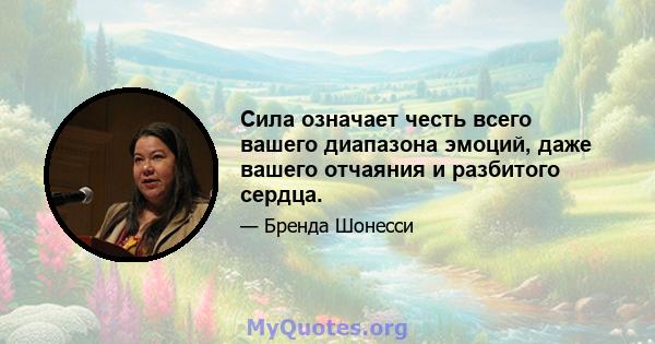 Сила означает честь всего вашего диапазона эмоций, даже вашего отчаяния и разбитого сердца.