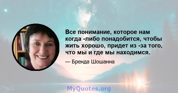 Все понимание, которое нам когда -либо понадобится, чтобы жить хорошо, придет из -за того, что мы и где мы находимся.