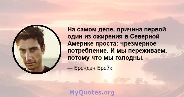 На самом деле, причина первой один из ожирения в Северной Америке проста: чрезмерное потребление. И мы переживаем, потому что мы голодны.