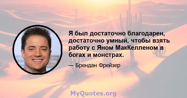 Я был достаточно благодарен, достаточно умный, чтобы взять работу с Яном МакКелленом в богах и монстрах.