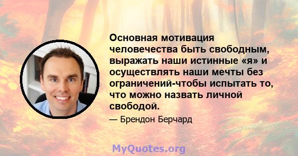 Основная мотивация человечества быть свободным, выражать наши истинные «я» и осуществлять наши мечты без ограничений-чтобы испытать то, что можно назвать личной свободой.