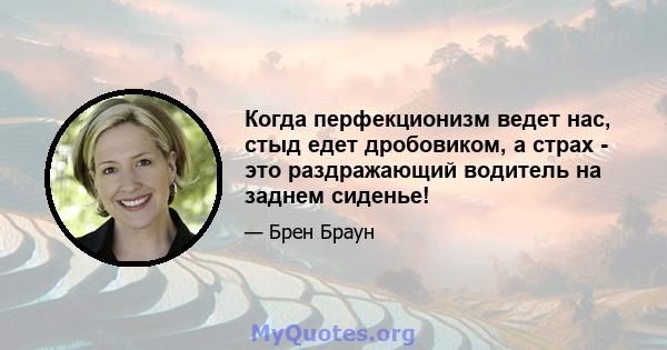 Когда перфекционизм ведет нас, стыд едет дробовиком, а страх - это раздражающий водитель на заднем сиденье!