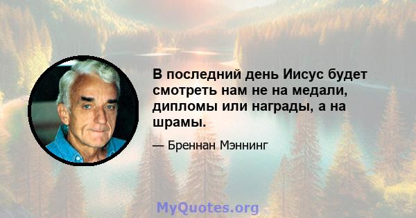 В последний день Иисус будет смотреть нам не на медали, дипломы или награды, а на шрамы.