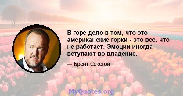 В горе дело в том, что это американские горки - это все, что не работает. Эмоции иногда вступают во владение.