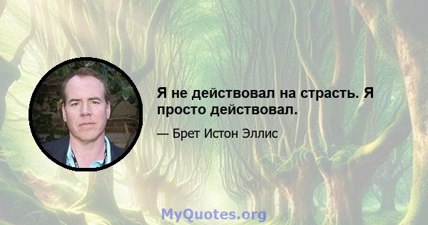 Я не действовал на страсть. Я просто действовал.