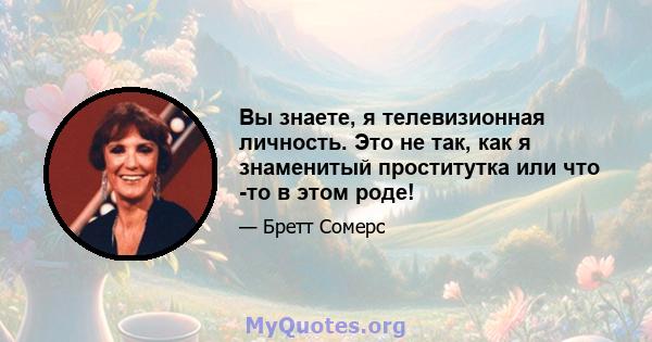 Вы знаете, я телевизионная личность. Это не так, как я знаменитый проститутка или что -то в этом роде!