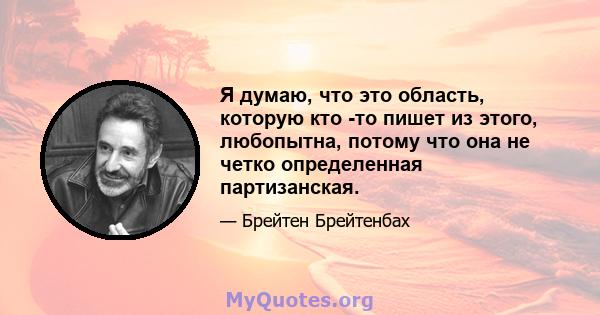 Я думаю, что это область, которую кто -то пишет из этого, любопытна, потому что она не четко определенная партизанская.