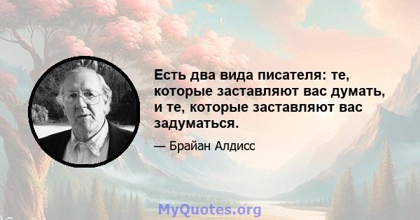 Есть два вида писателя: те, которые заставляют вас думать, и те, которые заставляют вас задуматься.