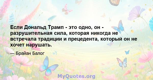 Если Дональд Трамп - это одно, он - разрушительная сила, которая никогда не встречала традиции и прецедента, который он не хочет нарушать.