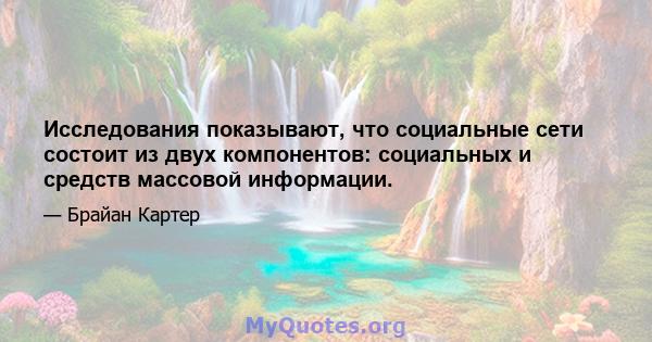 Исследования показывают, что социальные сети состоит из двух компонентов: социальных и средств массовой информации.