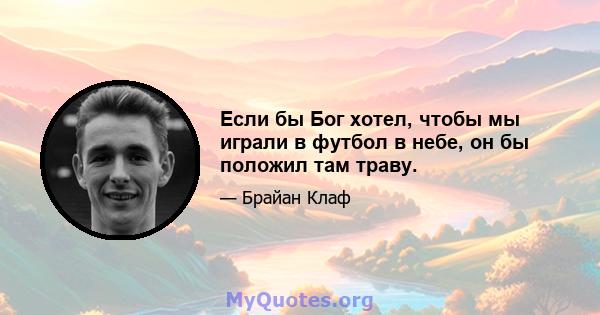 Если бы Бог хотел, чтобы мы играли в футбол в небе, он бы положил там траву.