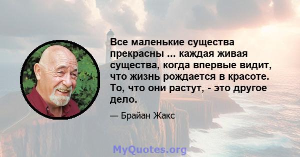 Все маленькие существа прекрасны ... каждая живая существа, когда впервые видит, что жизнь рождается в красоте. То, что они растут, - это другое дело.