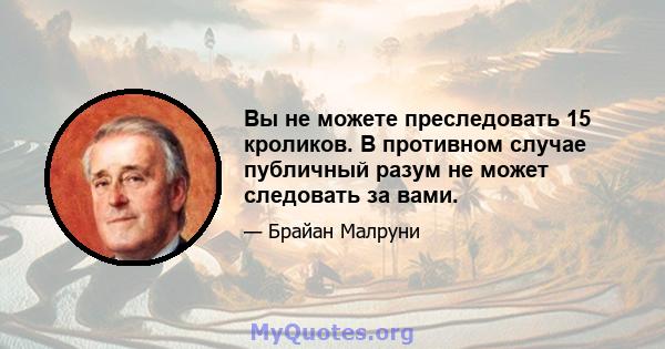 Вы не можете преследовать 15 кроликов. В противном случае публичный разум не может следовать за вами.