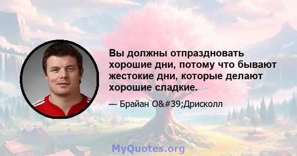 Вы должны отпраздновать хорошие дни, потому что бывают жестокие дни, которые делают хорошие сладкие.