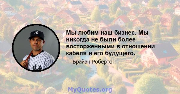 Мы любим наш бизнес. Мы никогда не были более восторженными в отношении кабеля и его будущего.